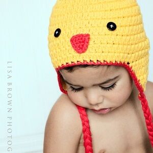 Yellow and Red Kids Crochet Hat